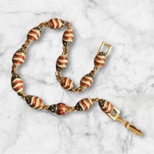 Vintage Joan Rivers patriotic faberge egg w ladybug bracelet